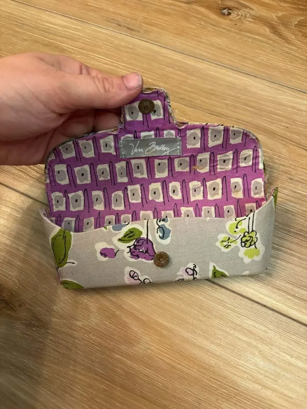 Vera Bradley Rare Vintage Gray Floral Hard Eyeglass Case Glasses Sunglasses